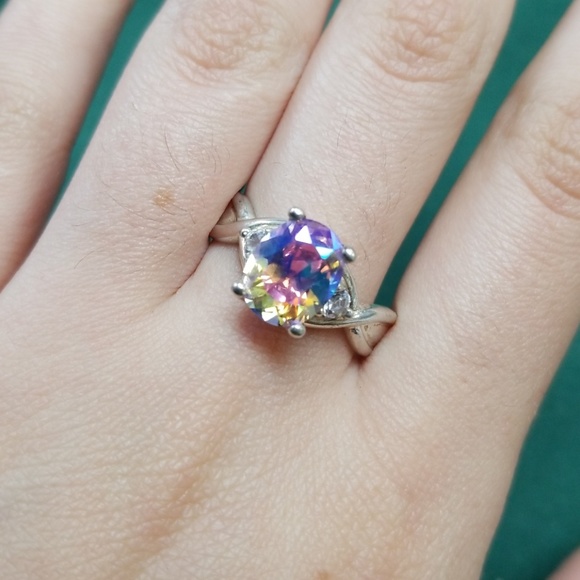 Sterling rainbow CZ ring - Picture 5 of 5